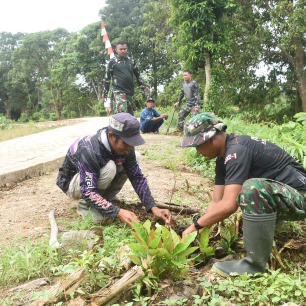 Satgas TMMD Kodim 1002/HST Tanam Ratusan Pohon Hijaukan Haruyan