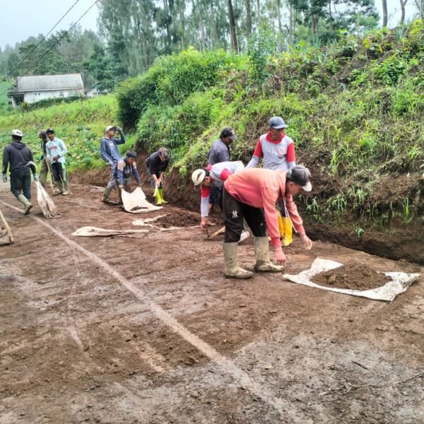 Babinsa Koramil Sumber Kopda Fathori Pimpin Kerja Bakti Bersihkan Jalan Desa Wonokerso