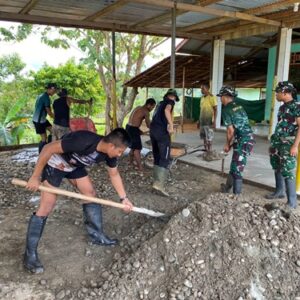 Pos Ninati Bantu Renovasi Gereja Paroki Ninati, Kehadiran Satgas Yonif 126/KC Membawa Kebaikan