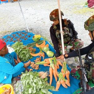 Gairahkan Ekonomi Lokal, Satgas Yonif 715/Mtl Borong Hasil Tani