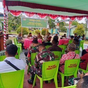 Perkokoh Hubungan Baik Demi Terwujudnya Kemanunggalan, Koramil 1710-07/Mapurujaya Gelar Komsos Bersama Komponen Masyarakat