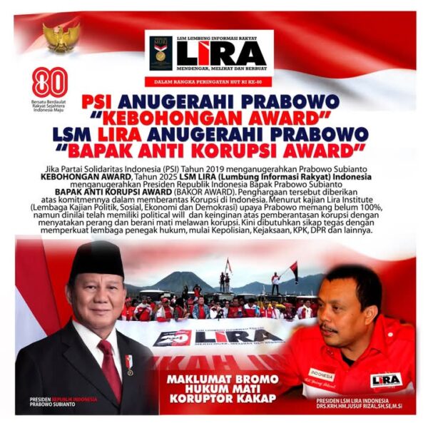 LSM LIRA: Prabowo Siap Mati Perangi Korupsi di Indonesia