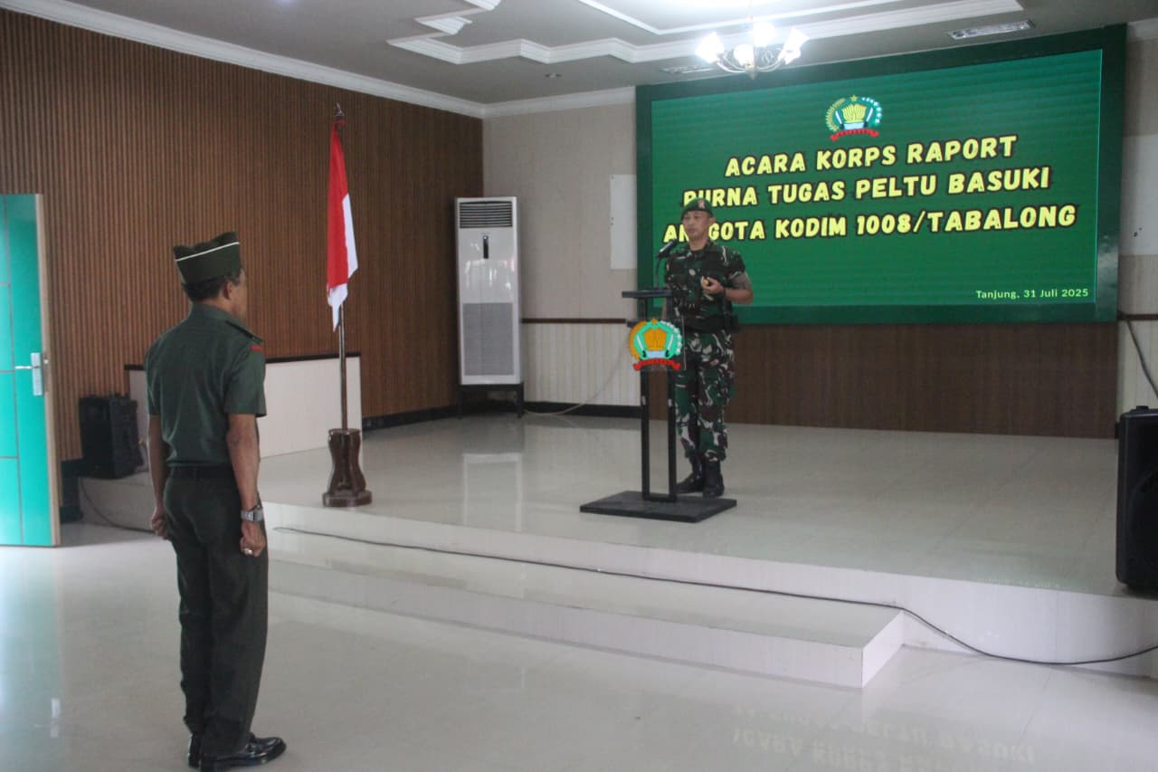 Dandim 1008/Tabalong Pimpin Acara Korpraport Purna Tugas Peltu Basuki