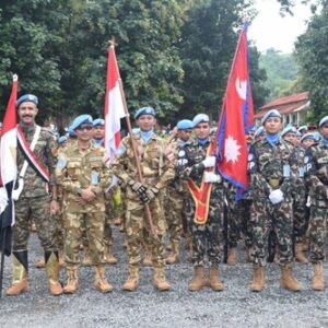 Kontingen Garuda Kibarkan Merah Putih di Perayaan Kemerdekaan Republik Afrika Tengah Kontingen Garuda Kibarkan Merah Putih di Perayaan Kemerdekaan Republik Afrika Tengah