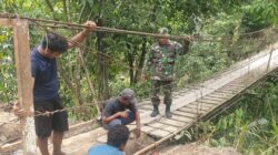 TNI AD Rampungkan Rehab Jembatan Gantung Halimbe, Akses Warga Labura Kembali Lancar