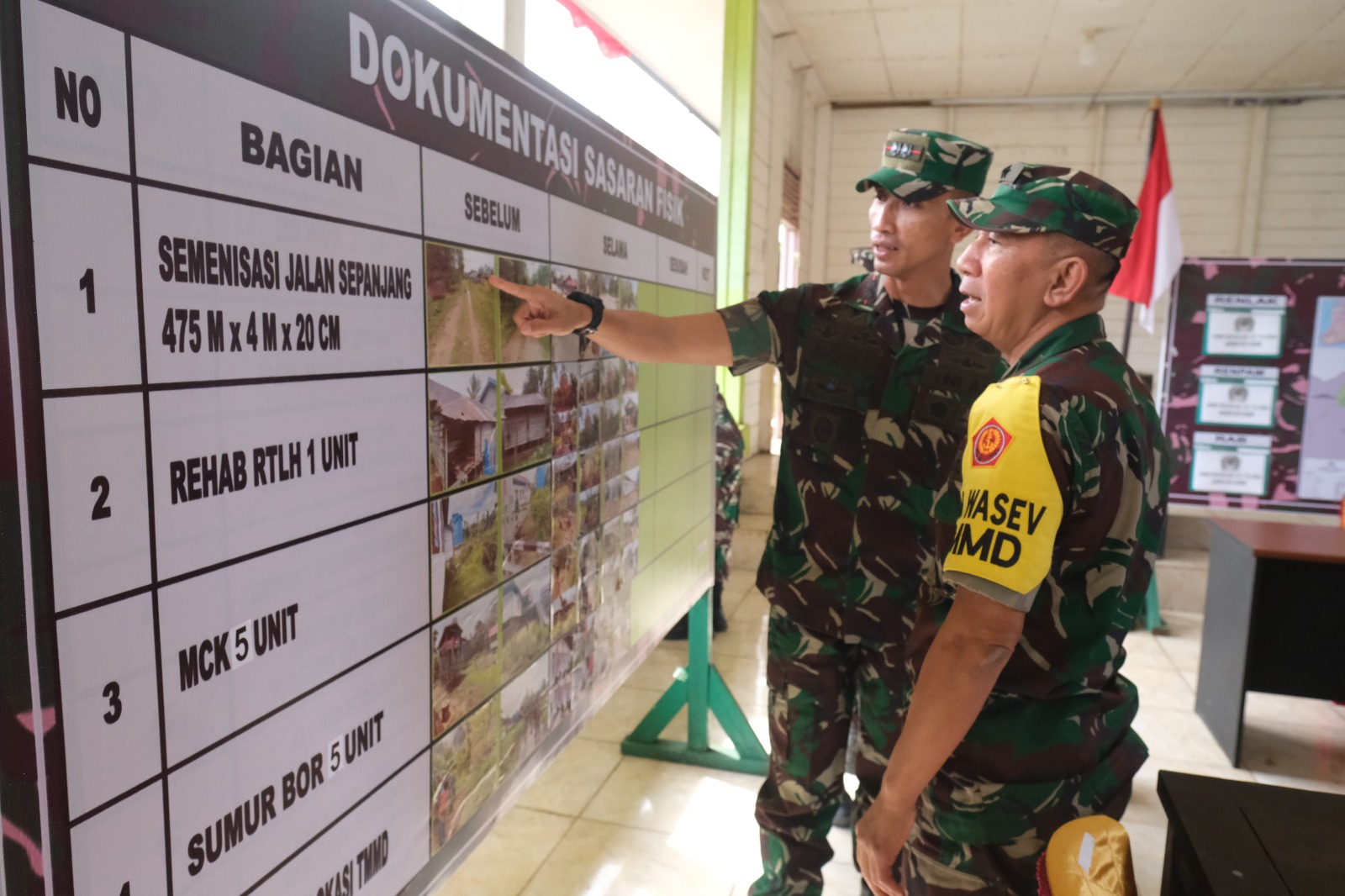 Tim Wasev Sterad Tinjau Posko TMMD Ke-127 di Kampung Linggang Amer Tim Wasev Sterad Tinjau Posko TMMD Ke-127 di Kampung Linggang Amer