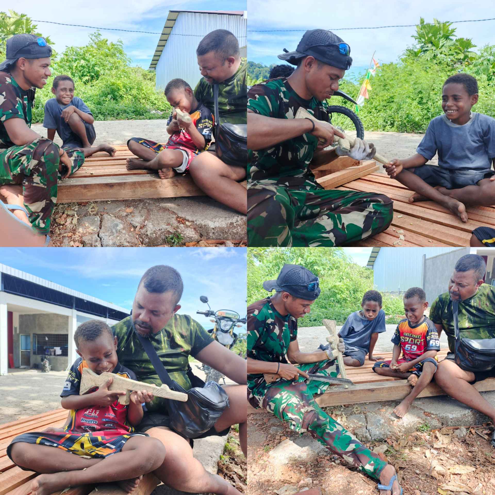 Nelius Senang Dibuatkan Senjata Kayu, Bocah Kampung Tanah Rubuh Cita-cita Jadi Tentara Tmmd