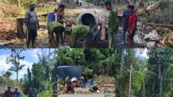 TMMD Ke-128 Kodim 1801/Manokwari Laksanakan Pengecoran Jalan Capai 62 Persen Tmmd