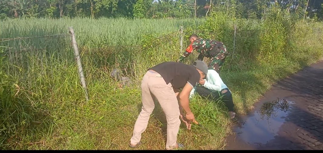 Koramil Leces Kerja bakti bersihkan jalan desa dan irigasi Kerja
