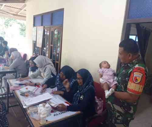 Cegah Stunting Sejak Dini, Babinsa Sertu Yhoni Dampingi Kegiatan Posyandu Di Dusun Gangsri