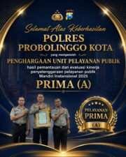 Polres Probolinggo Kota Raih Predikat Pelayanan Publik Prima Kategori A