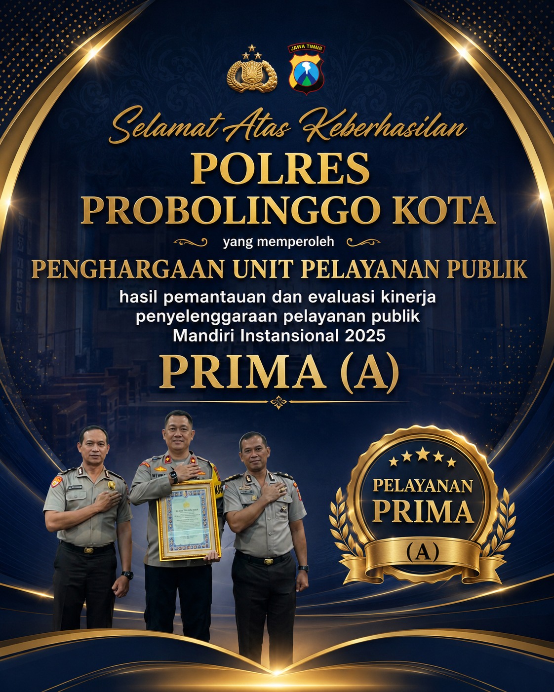 Polres Probolinggo Kota Raih Predikat Pelayanan Publik Prima Kategori A Polres Probolinggo Kota Raih Predikat Pelayanan Publik Prima Kategori A