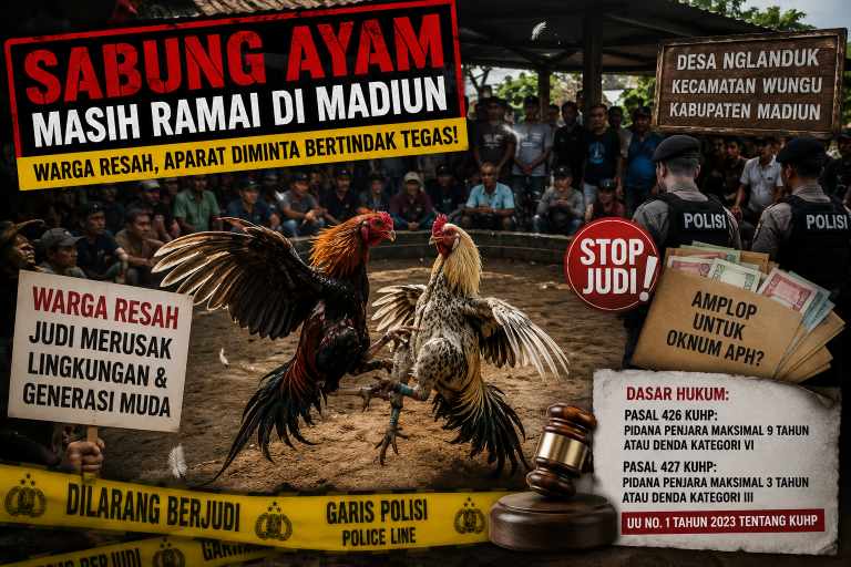 Arena Sabung Ayam Diduga Tetap Beroperasi di Wungu Madiun, Muncul Dugaan “Amplop” untuk Oknum APH Arena Sabung Ayam Diduga Tetap Beroperasi di Wungu Madiun, Muncul Dugaan “Amplop” untuk Oknum APH