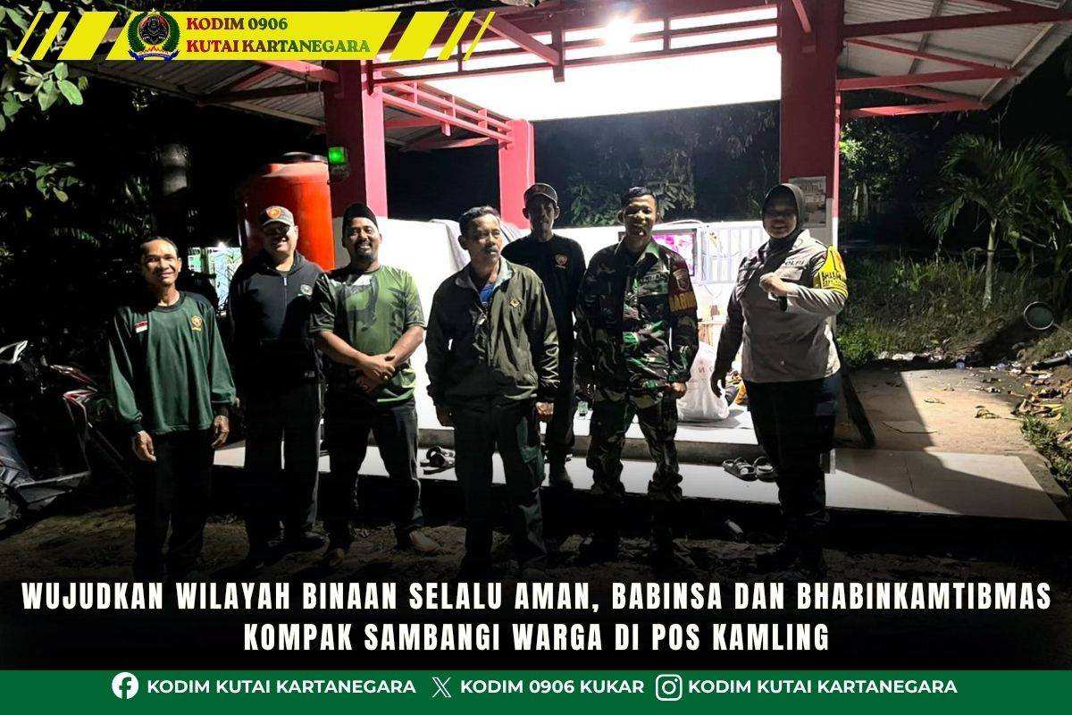 Wujudkan Wilayah Binaan Selalu Aman, Babinsa Dan Bhabinkamtibmas Kompak Sambangi Warga Di Pos Kamling