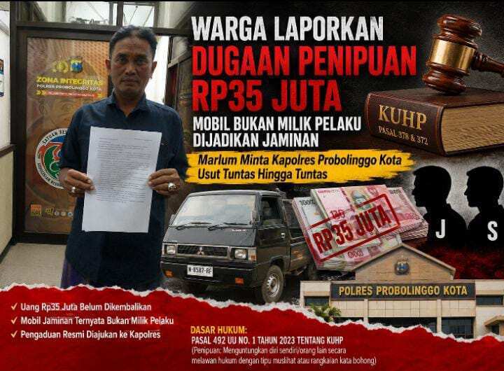 Tak Kunjung Bayar Rp35 Juta, Warga Probolinggo Adukan J dan S ke Polisi