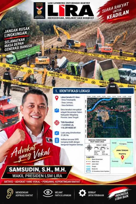 Polresta Magelang Sudah Selidiki, LIRA Desak TKP Diamankan dan Seluruh Alat Berat Jadi Fokus Pemeriksaan