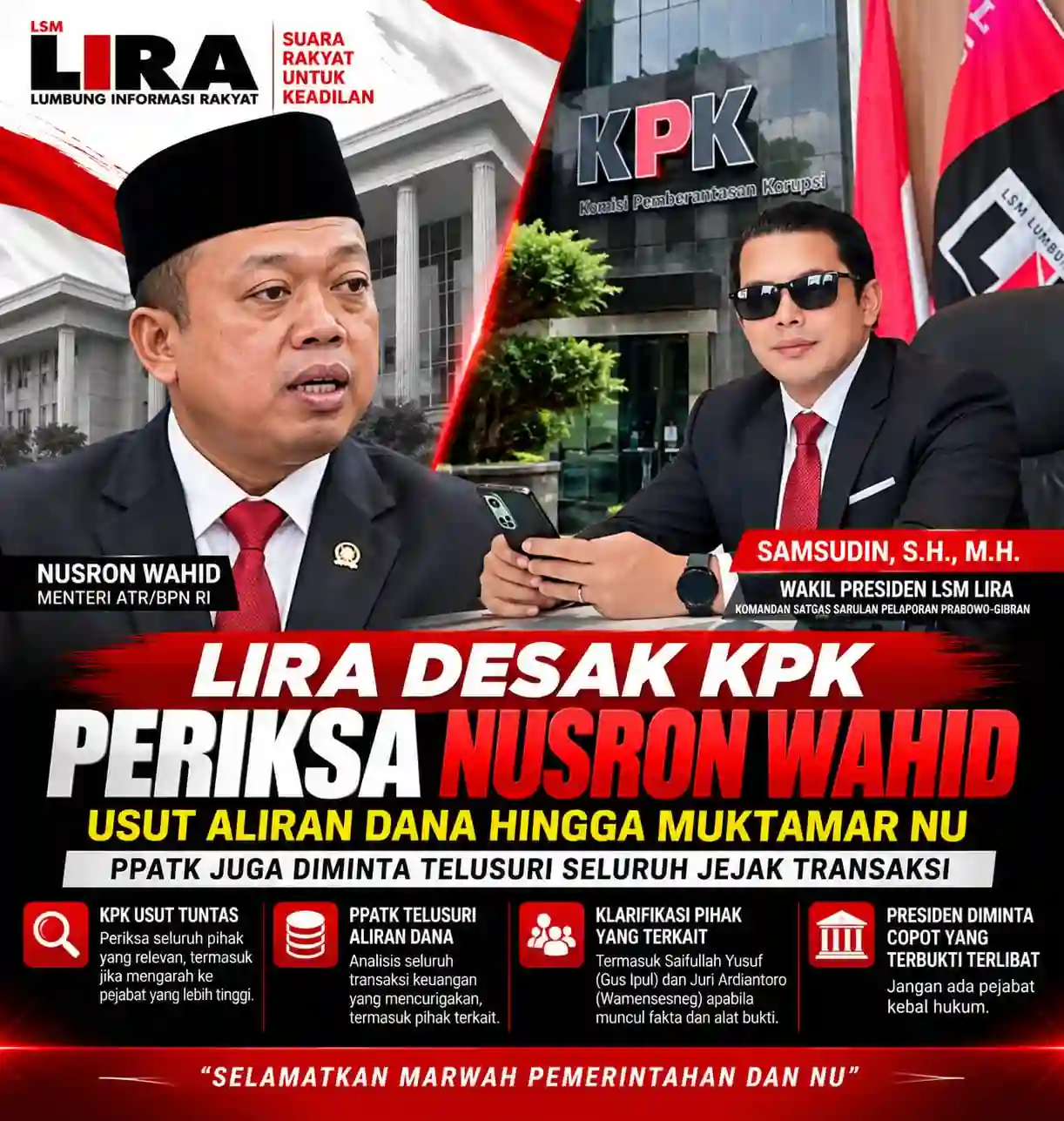 OTT ATR/BPN Jadi Sorotan, LIRA Desak KPK-PPATK Telusuri Jejak Aliran Dana