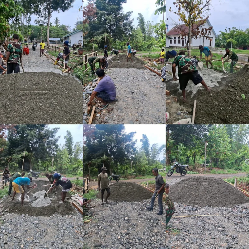 Matahari Belum Terbit, Satgas TMMD ke-130 Kodim 1808/Mansel Bersama Masyarakat Sudah Bergotong Royong Membangun Jalan
