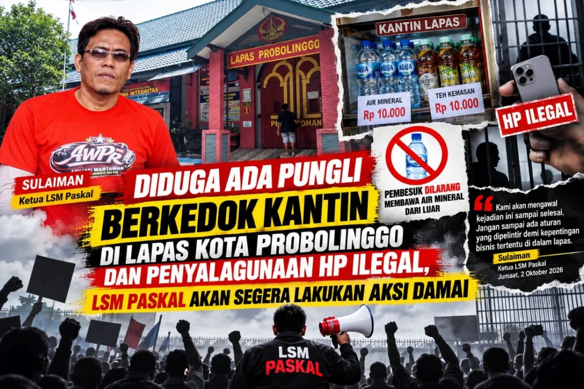 Harga Minuman di Lapas Kota Probolinggo Disorot, LSM Paskal Desak Inspeksi Mendadak