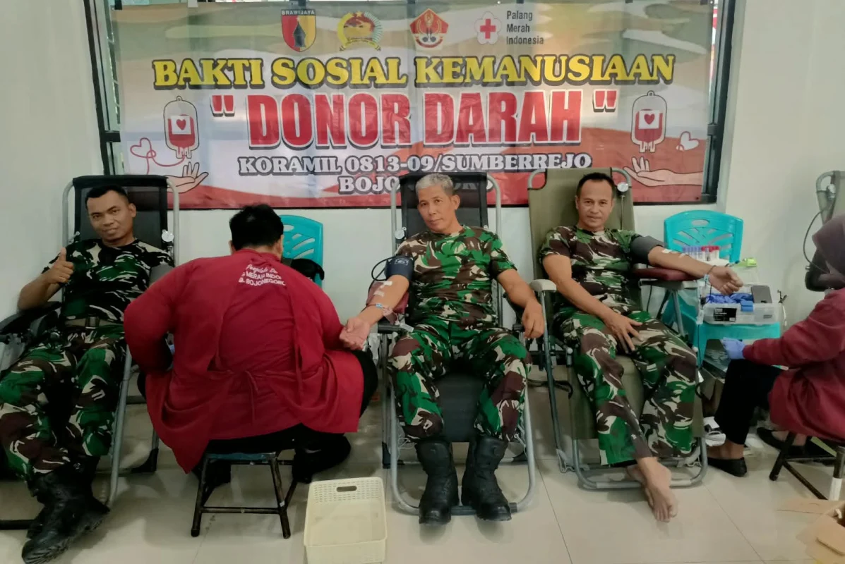 Sinergi Kemanusiaan, TNI dan Warga Sumberrejo Bojonegoro Sukses Kumpulkan 30 Kantong Darah