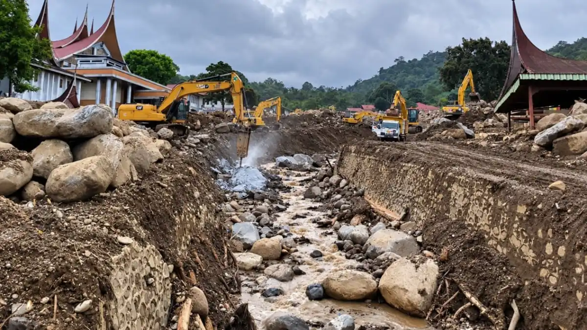 Langkah Kementerian PU Mengendalikan Ancaman Material Banjir Bandang di Solok