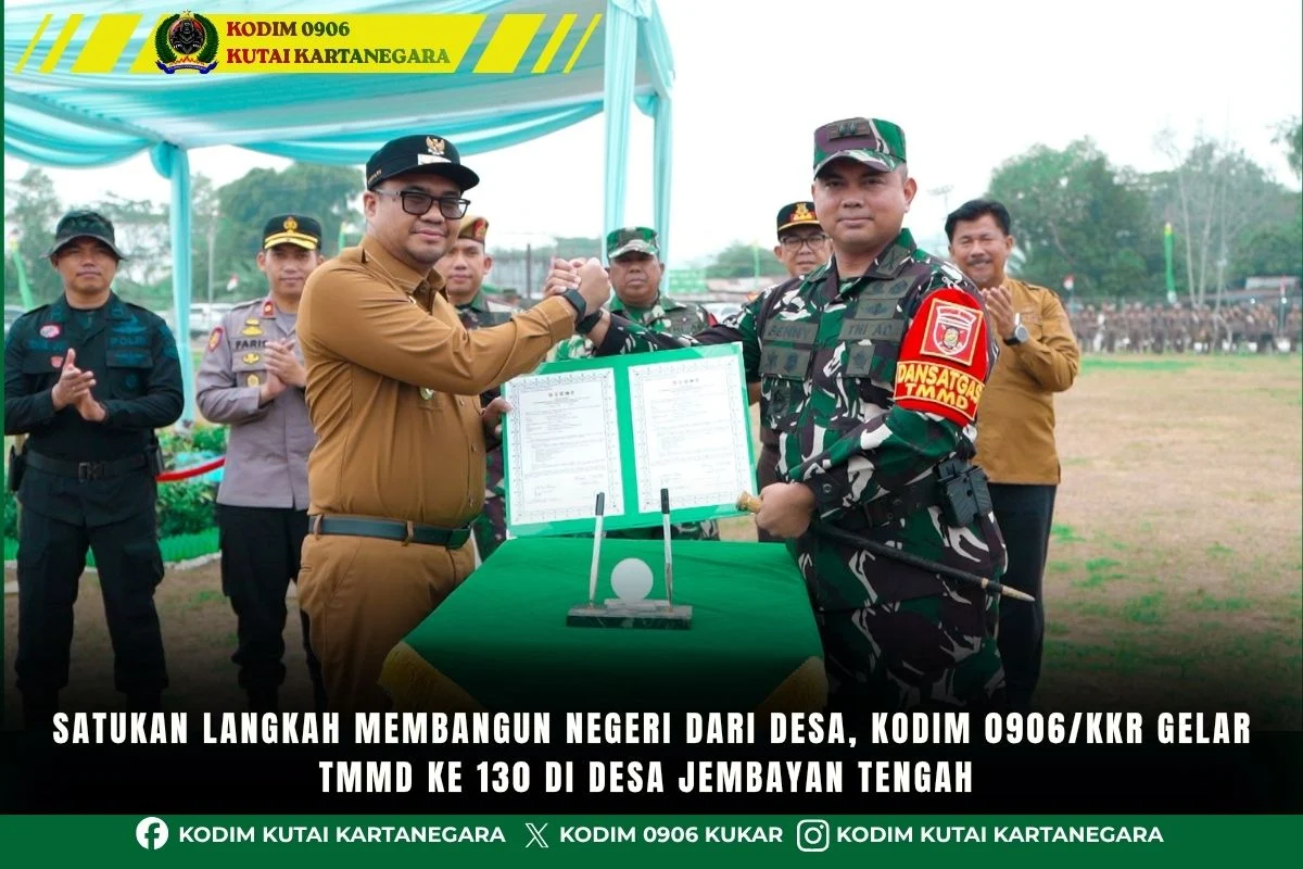 Satukan Langkah Membangun Negeri Dari Desa, Kodim 0906/Kkr Gelar TMMD Ke 130 Di Desa Jembayan Tengah